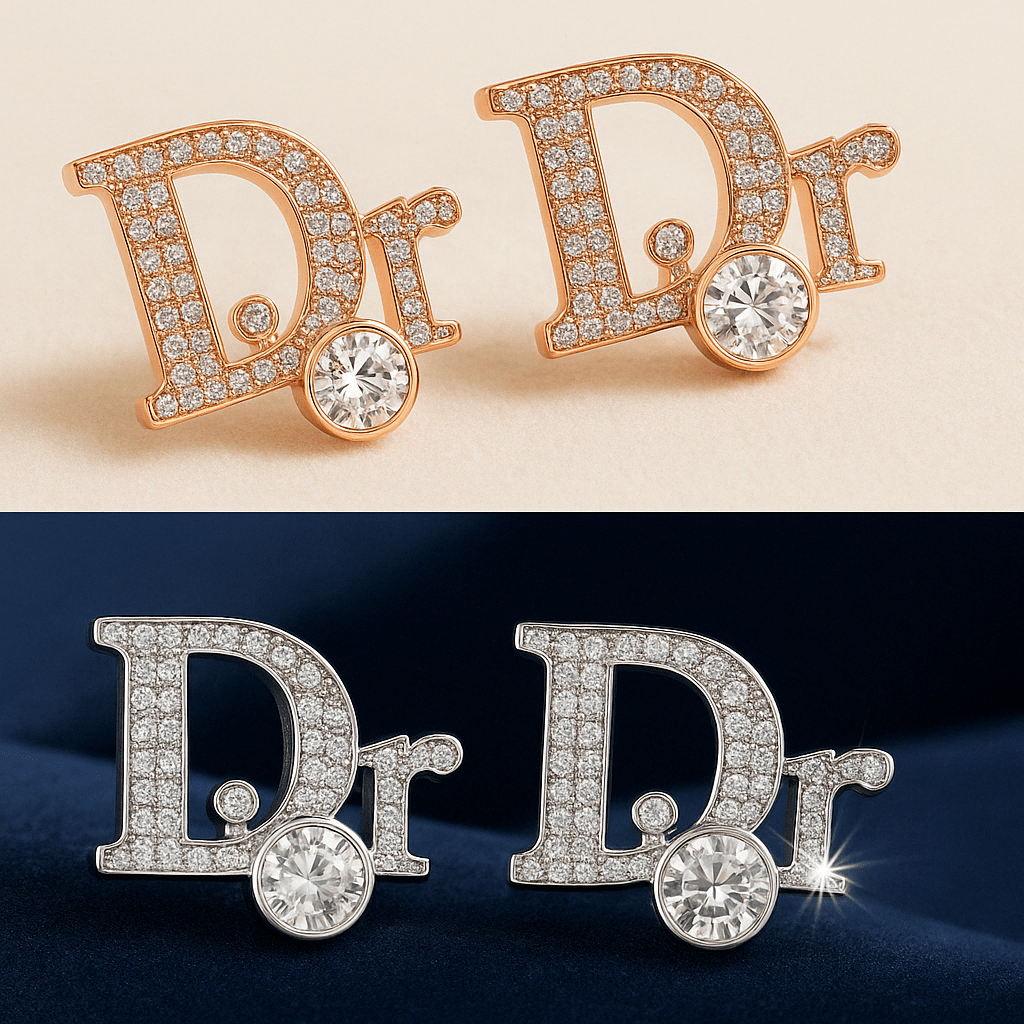 12 pari elegantnih monogram naušnica s cirkonima