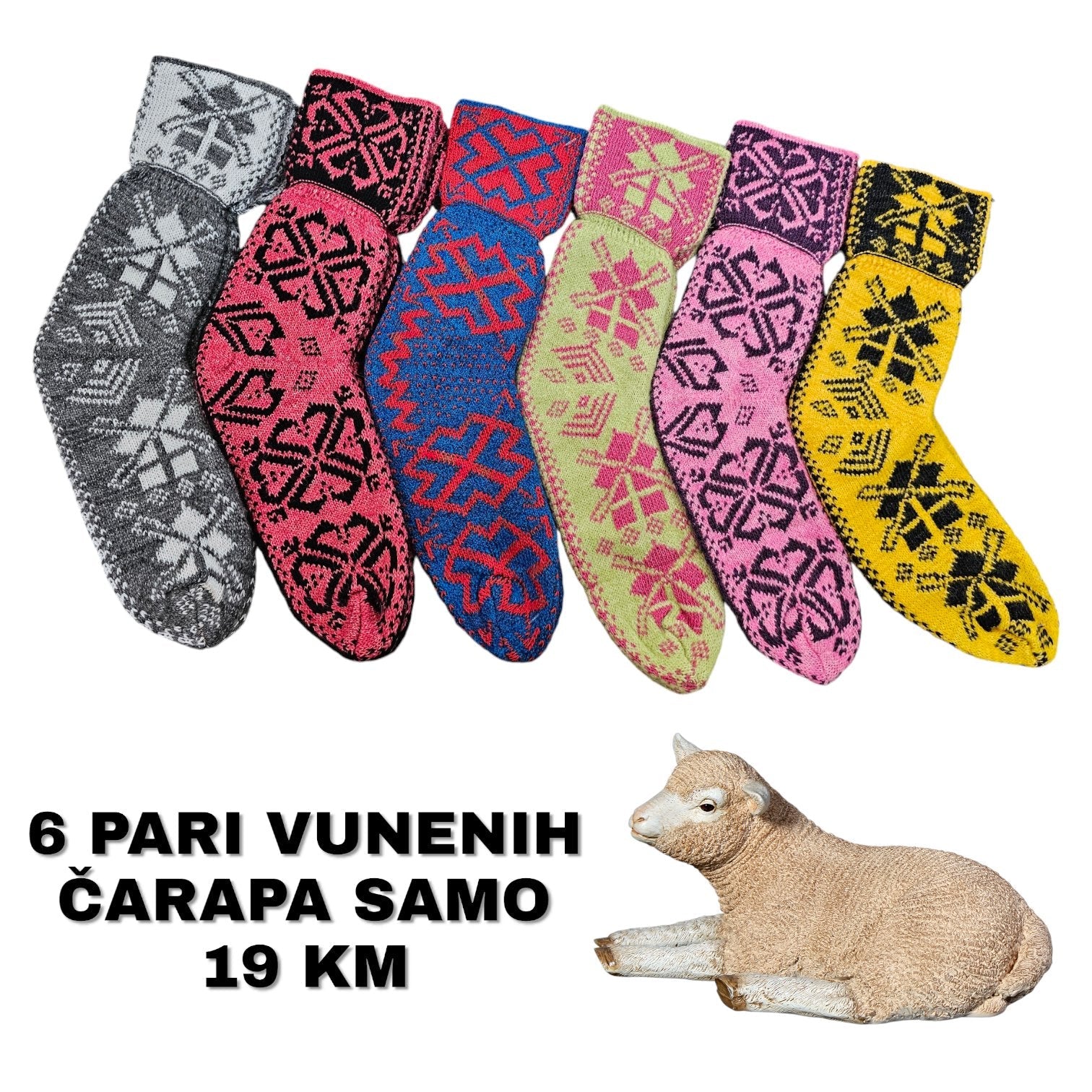 6 Pari Vunenih Čarapa "Shepherds Dream"