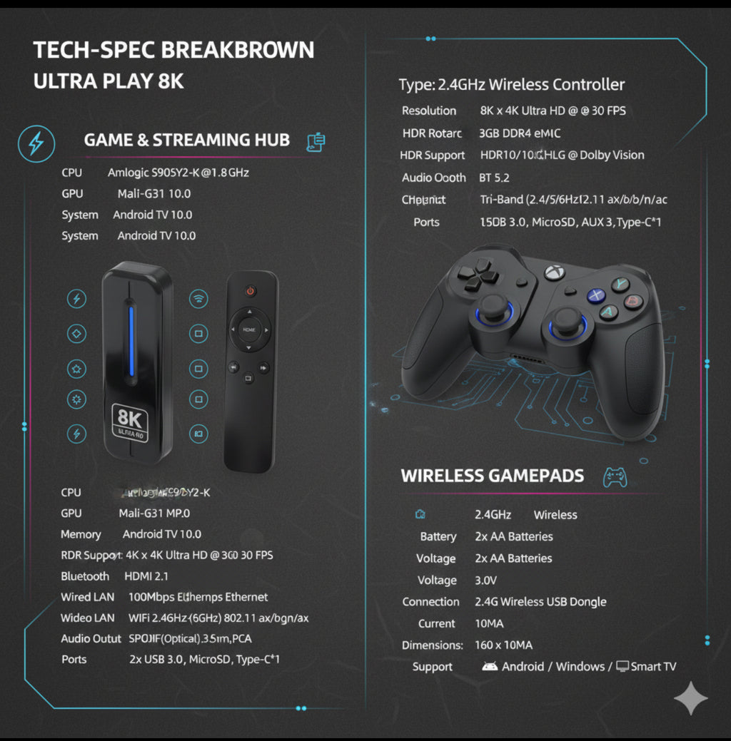 Game TV Stick + Android TV Box "Q9 Pro"