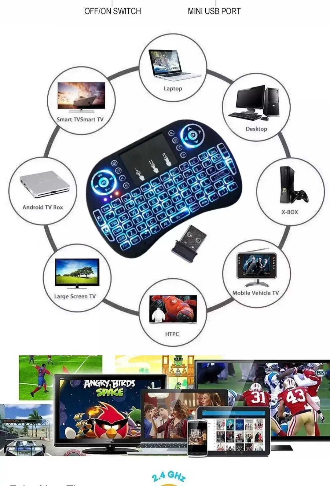 i8 Mini Bežična Tipkovnica s Touch Padom