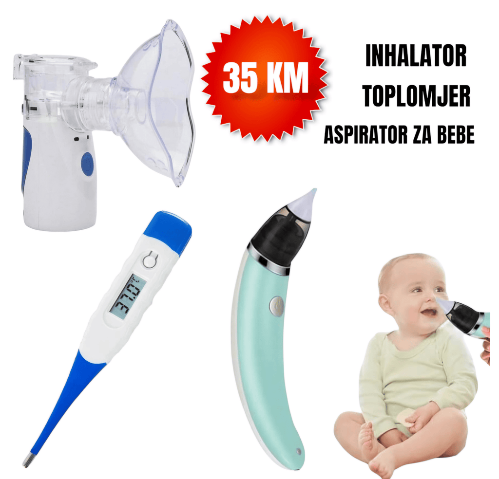 Komplet za Njegu Bebe – Inhalator, Toplomjer i Aspirator za Nos