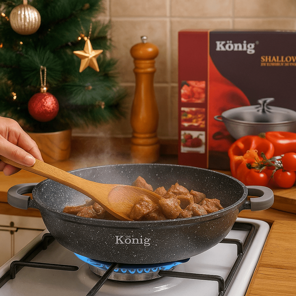 König Granitna Tava sa Staklenim Poklopcem