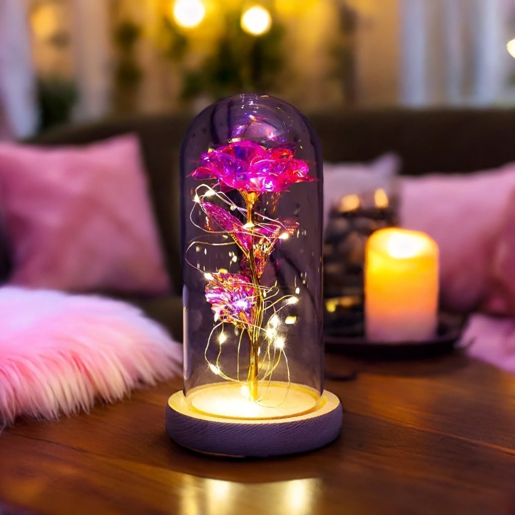 LED Vječna Ruža u Staklenoj Kupoli
