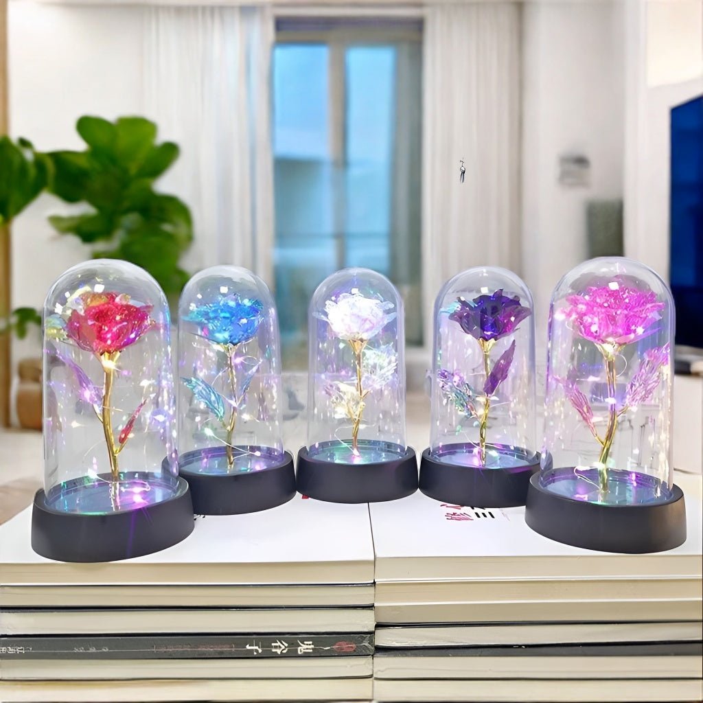 LED Vječna Ruža u Staklenoj Kupoli