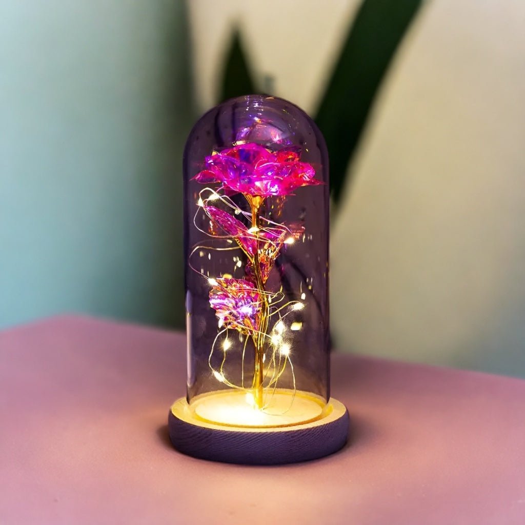 LED Vječna Ruža u Staklenoj Kupoli