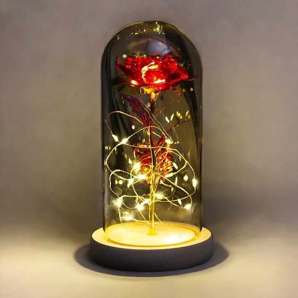 LED Vječna Ruža u Staklenoj Kupoli
