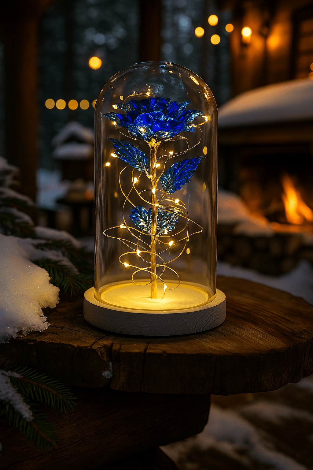 LED Vječna Ruža u Staklenoj Kupoli