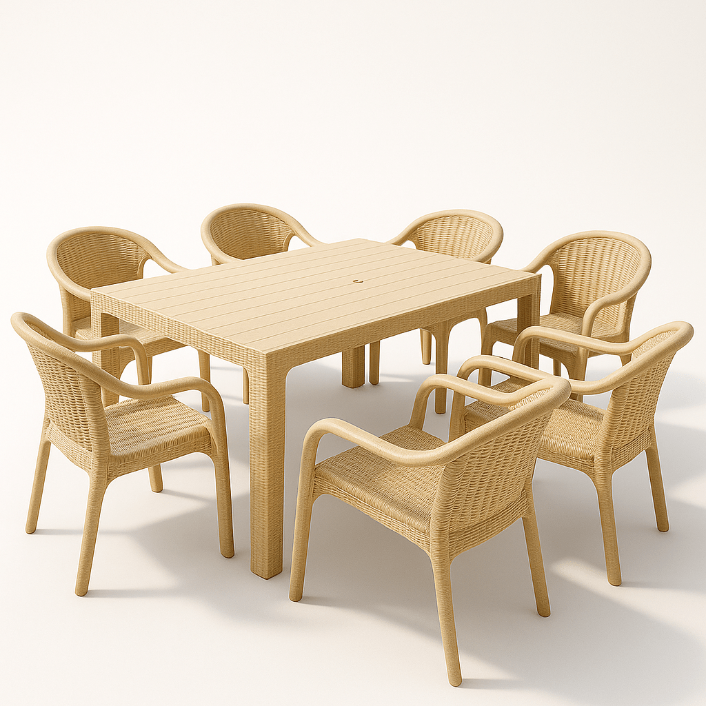 Moderna Vrtna Garnitura Ratan Stol + 6 Stolica