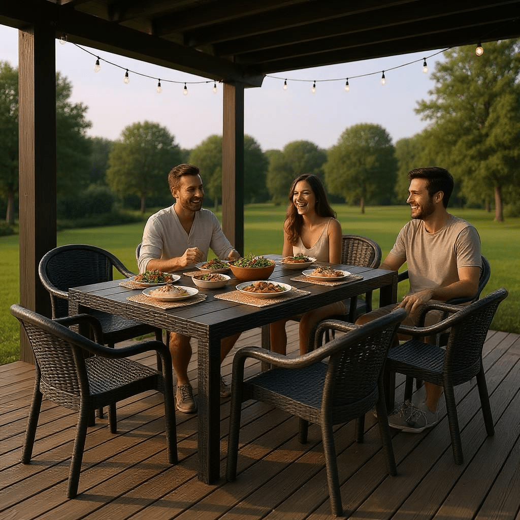 Moderna Vrtna Garnitura Ratan Stol + 6 Stolica