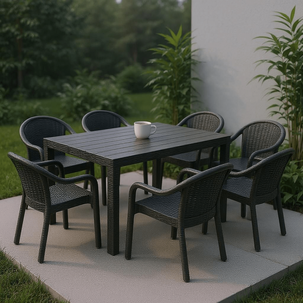 Moderna Vrtna Garnitura Ratan Stol + 6 Stolica