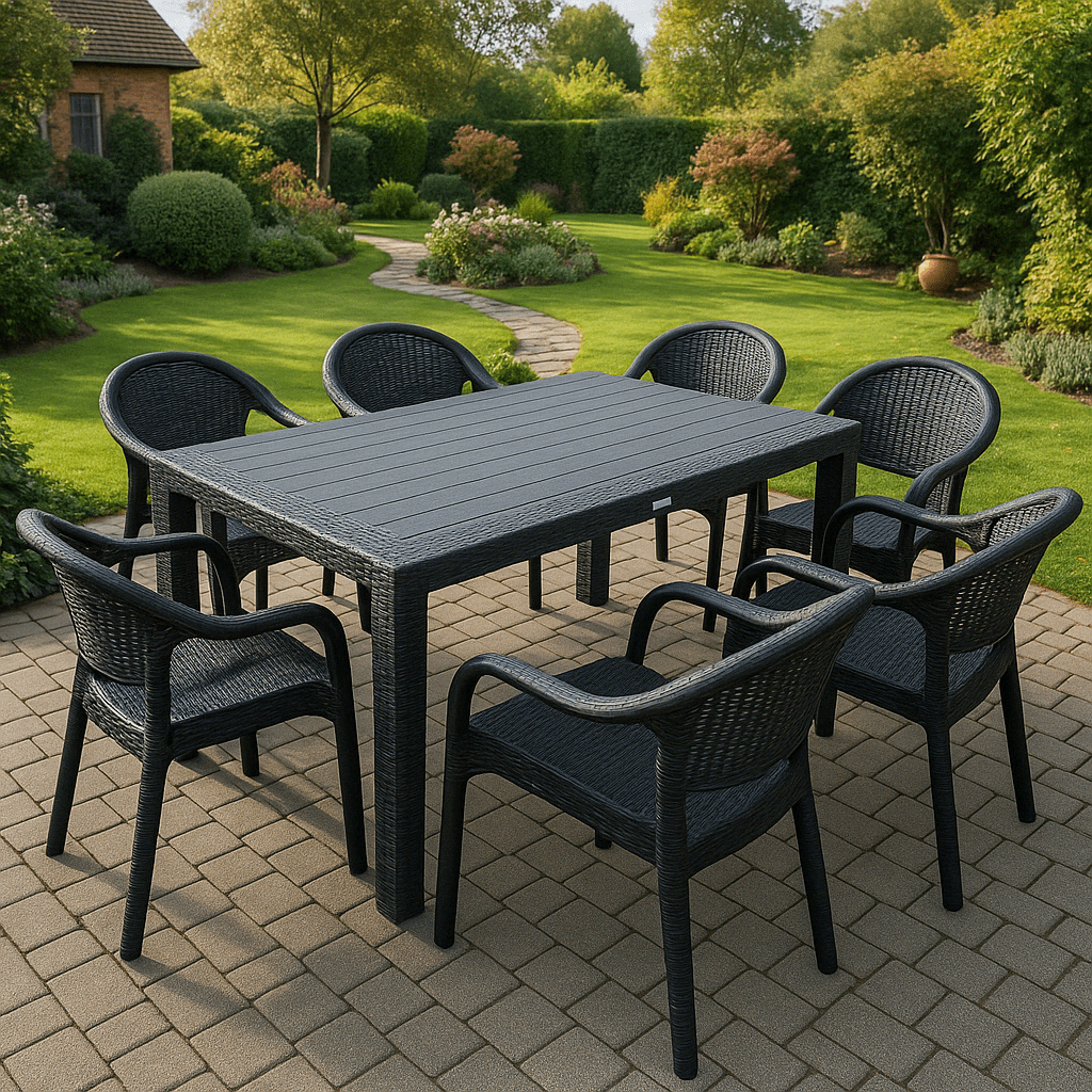 Moderna Vrtna Garnitura Ratan Stol + 6 Stolica