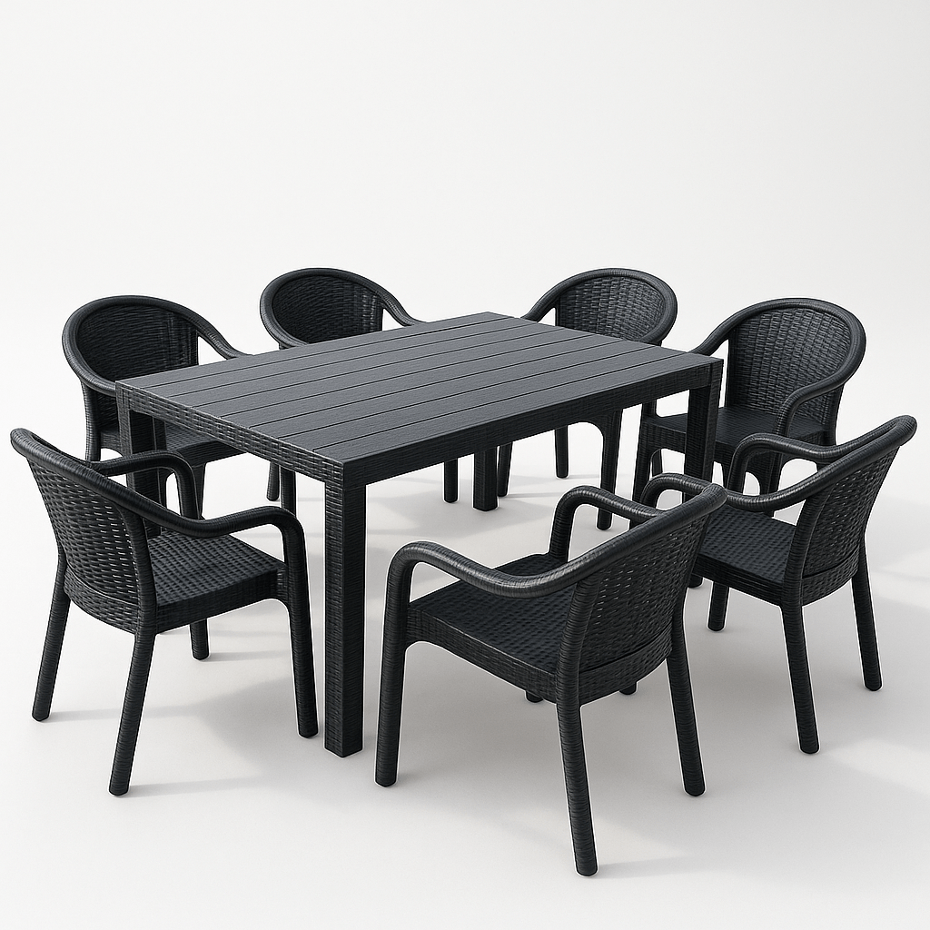 Moderna Vrtna Garnitura Ratan Stol + 6 Stolica