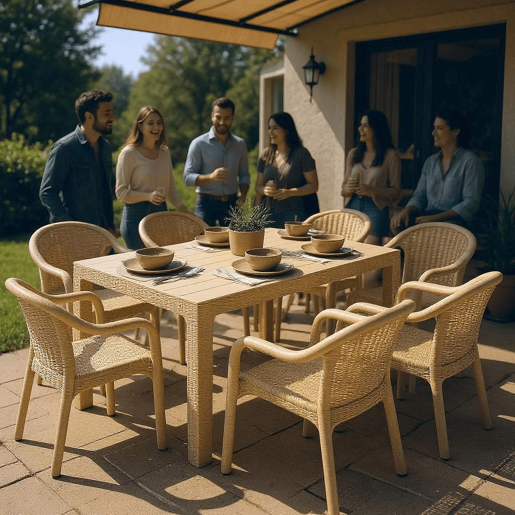 Moderna Vrtna Garnitura Ratan Stol + 6 Stolica