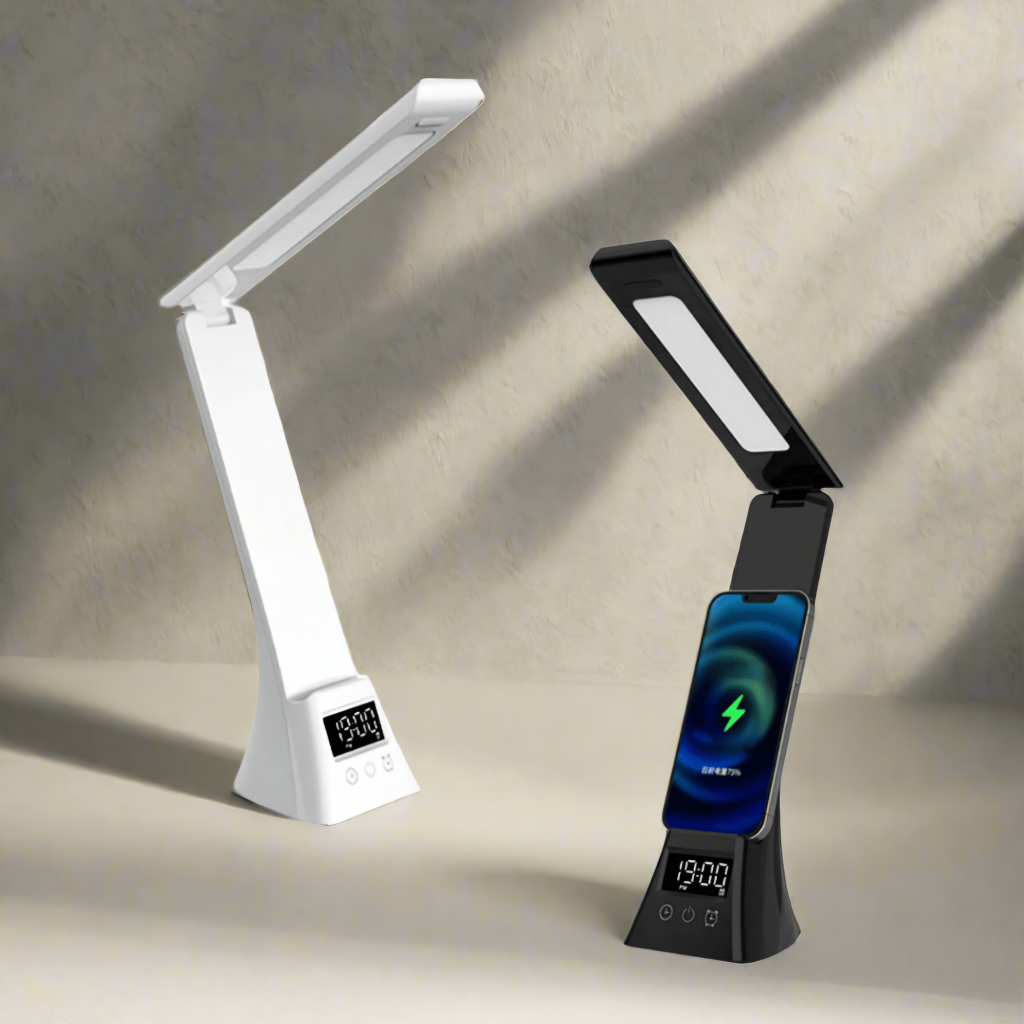 Pametna LED Stolna Lampa s Bežičnim Punjačem i Satom