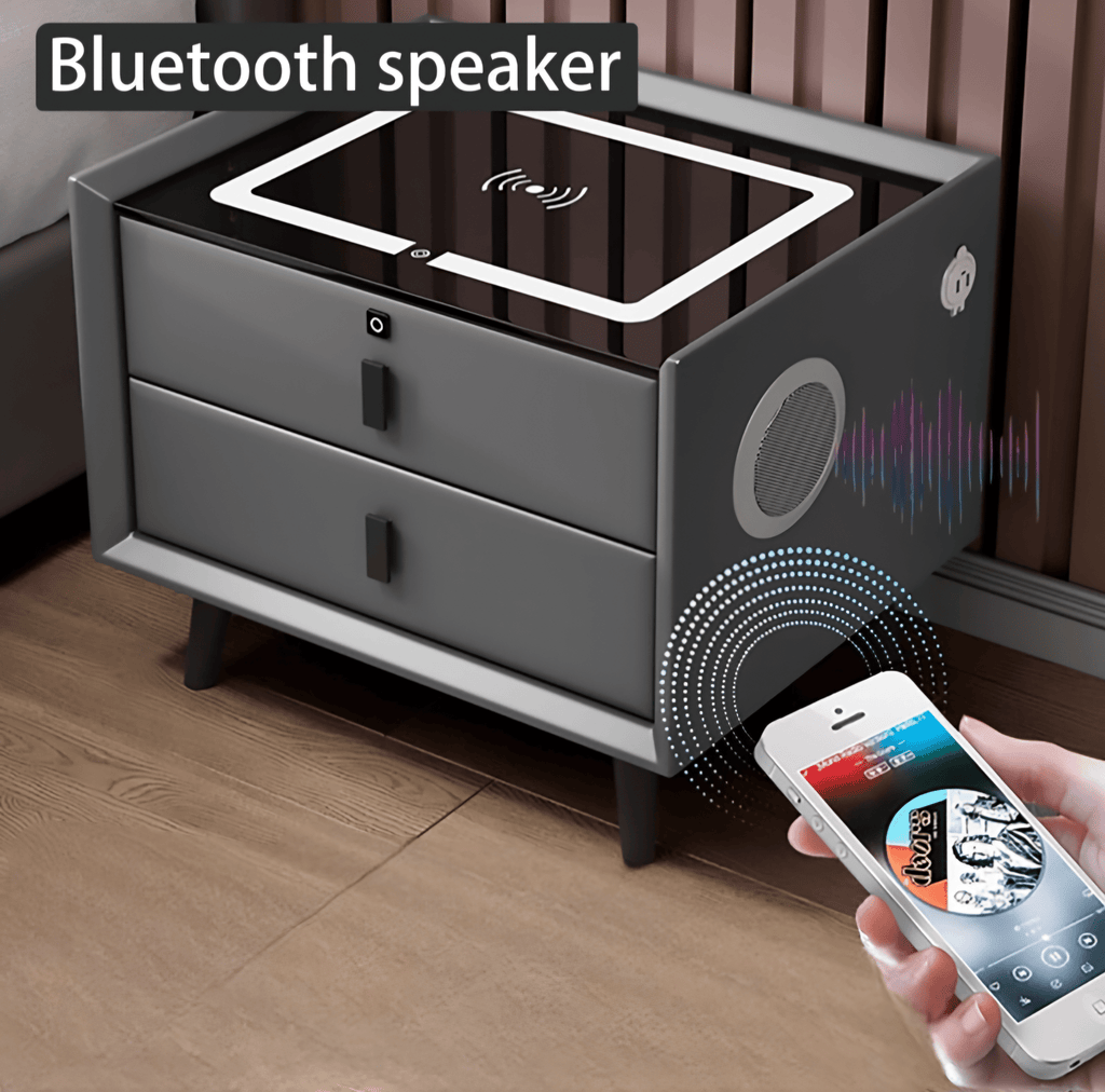 Pametni noćni ormarić s bežičnim punjenjem i zvučnikom
