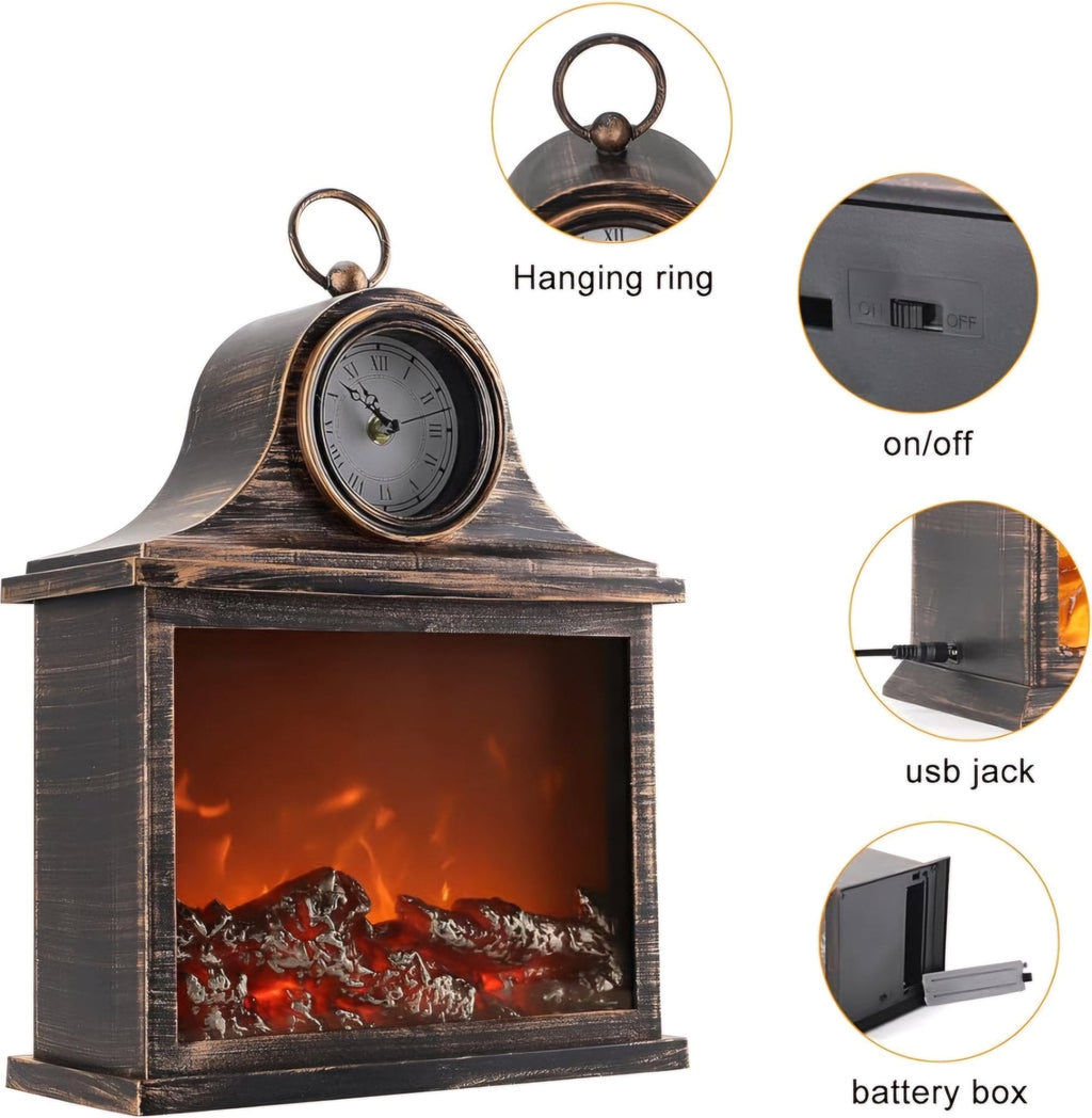 Retro LED Ukrasni Kamin sa Satom