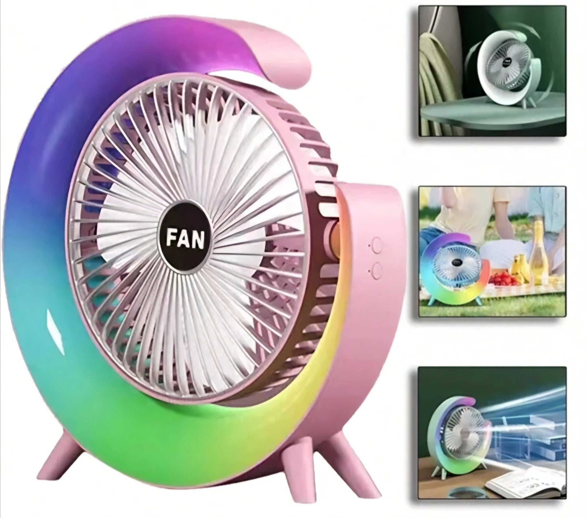 RGB Stolni Ventilator sa 7 Boja Osvjetljenja