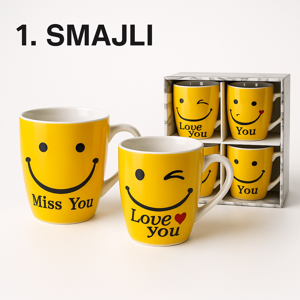 Šalice za čaj 6/1 – Smajli & Čokoladni Mix