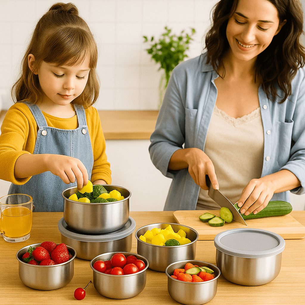 Set od 5 Inox Posuda s Poklopcima