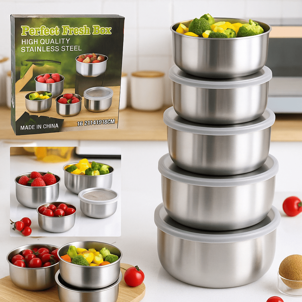 Set od 5 Inox Posuda s Poklopcima