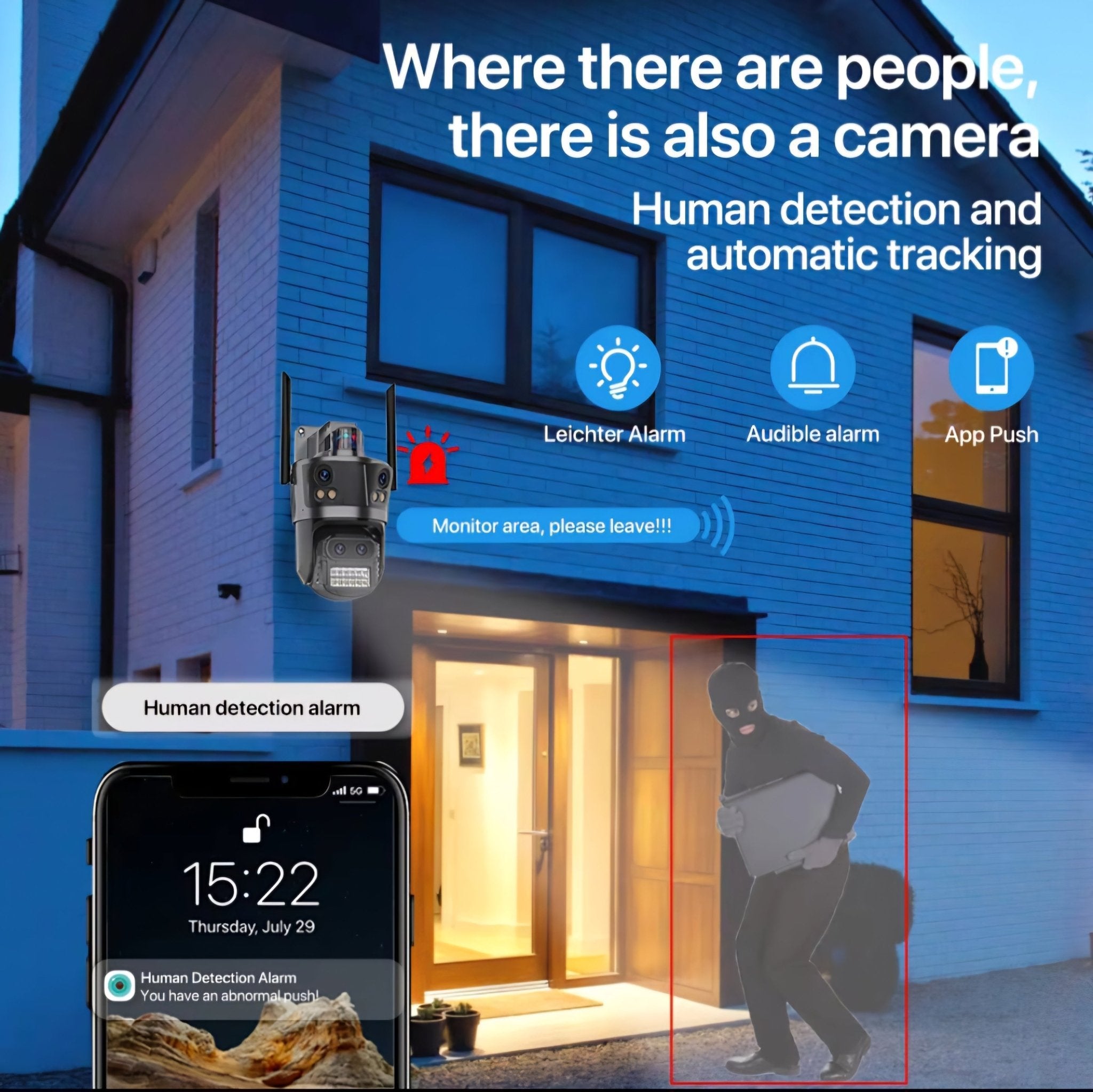 Sigurnosna 4K kamera s 3 objektiva