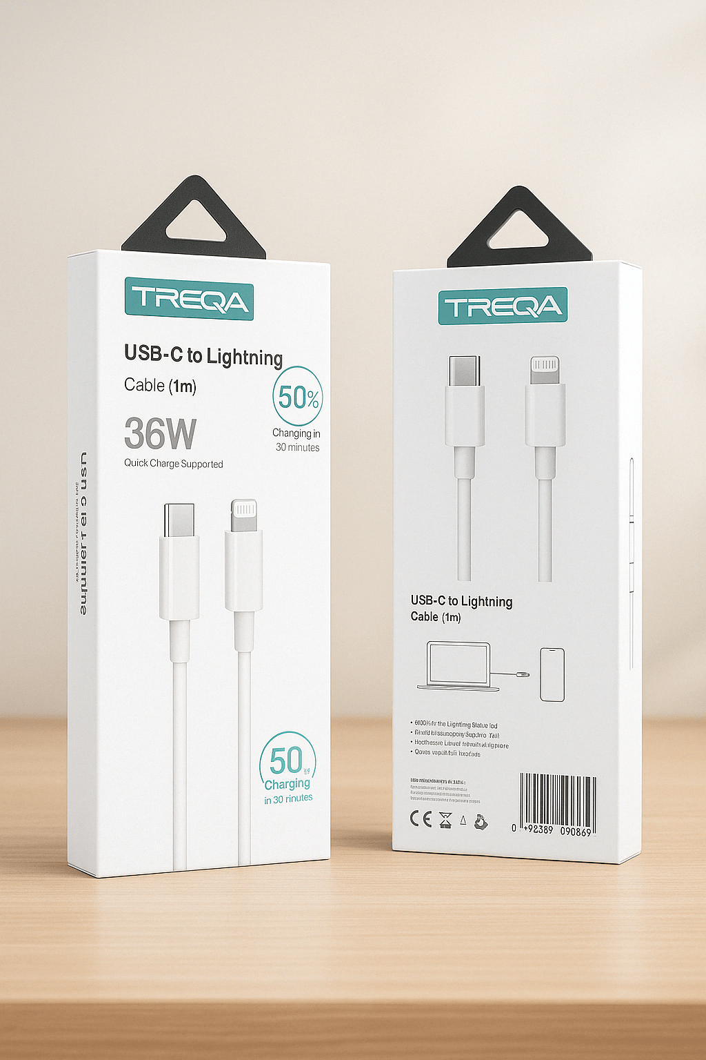 TREQA 36W USB‑C Lightning kabel (1 m)