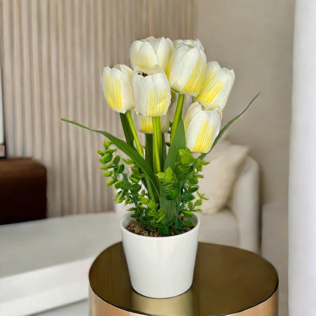Umjetni Bijelo-Žuti Tulipani (34 cm)