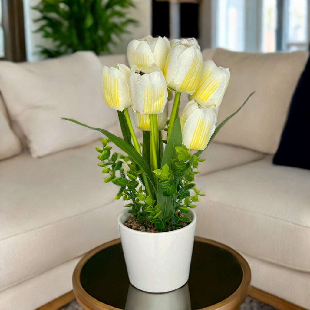 Umjetni Bijelo-Žuti Tulipani (34 cm)