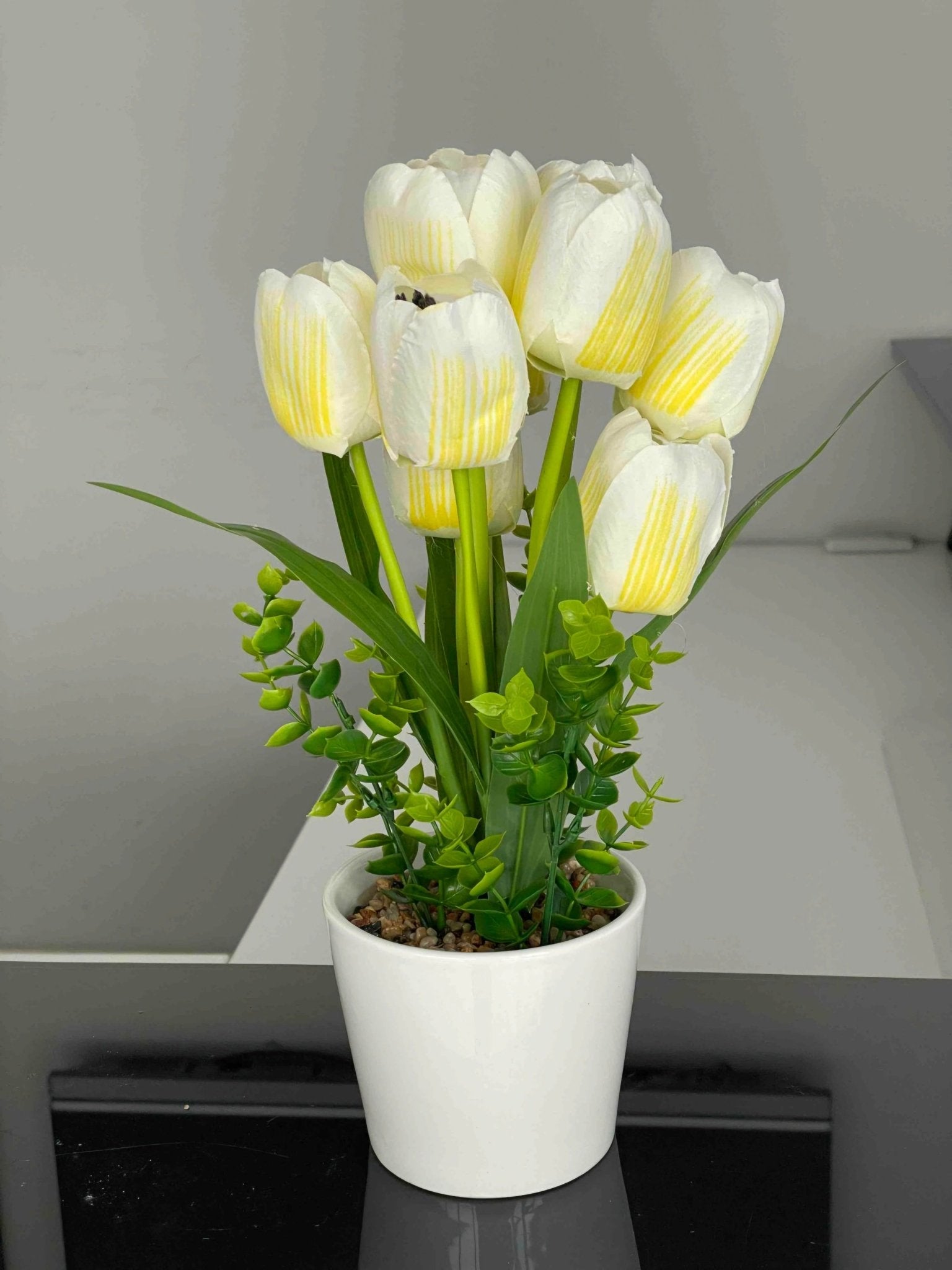 Umjetni Bijelo-Žuti Tulipani (34 cm)
