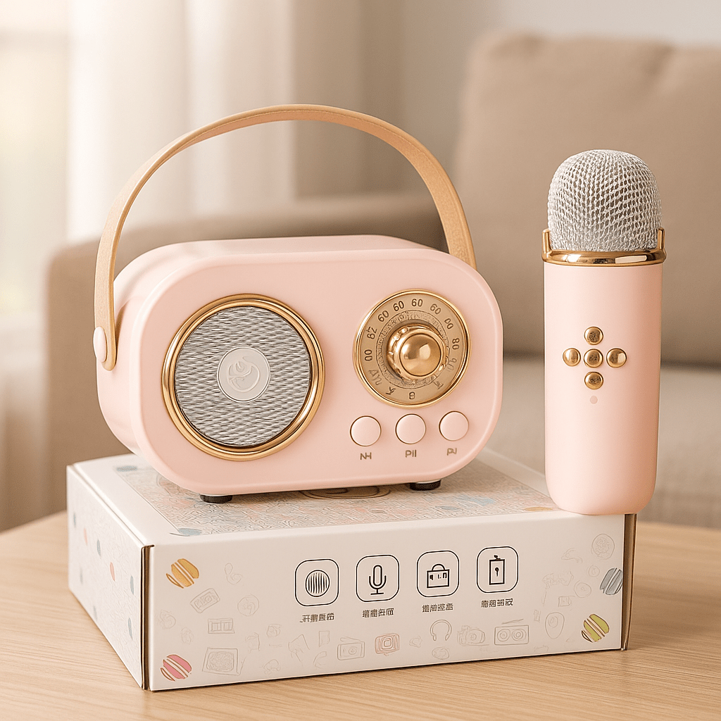Vintage Bluetooth Karaoke Zvučnik sa Bežičnim Mikrofonom