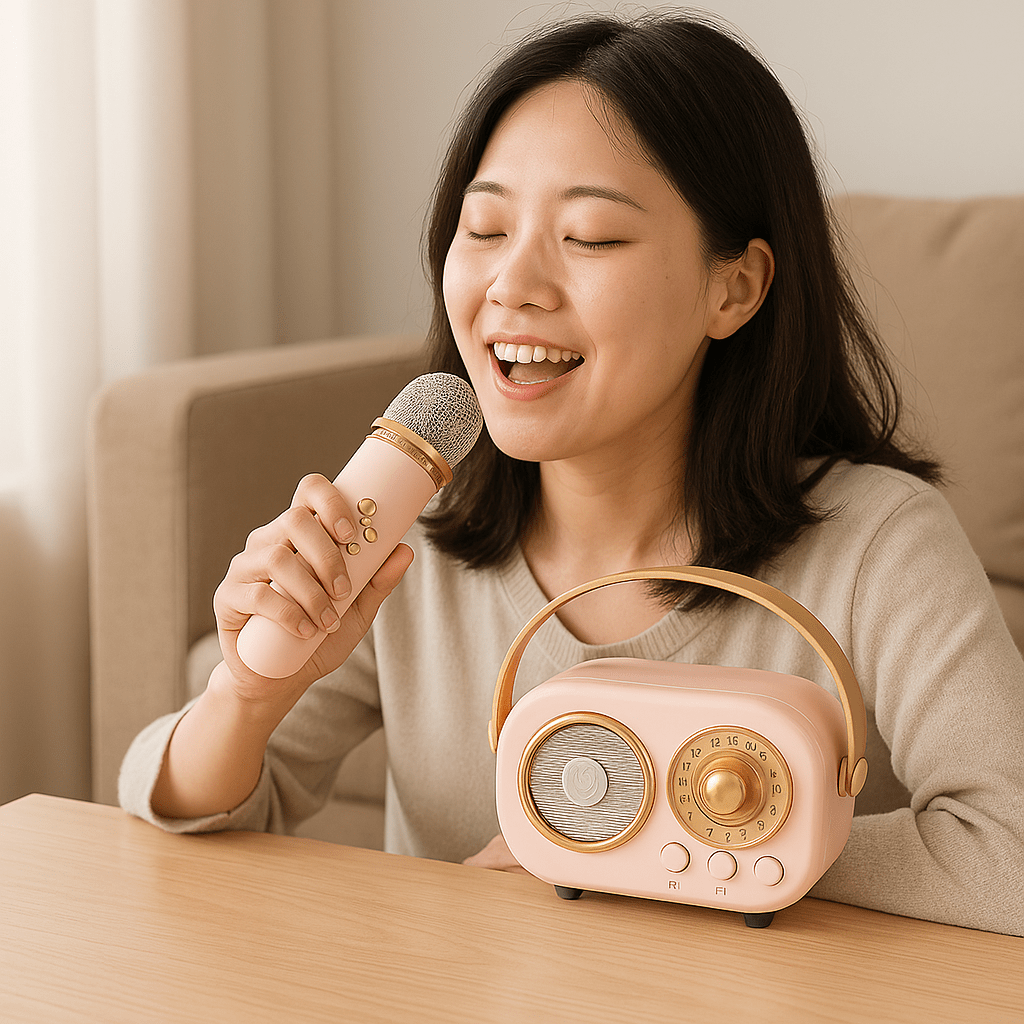Vintage Bluetooth Karaoke Zvučnik sa Bežičnim Mikrofonom