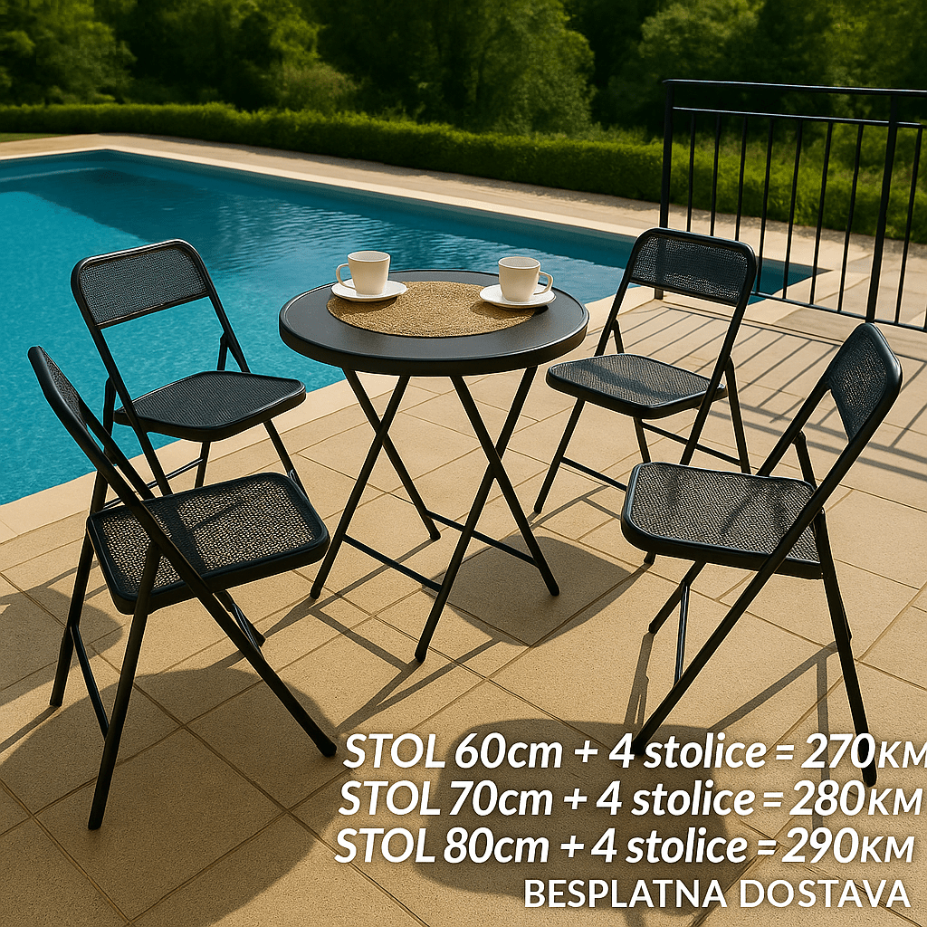 VRTNI SET: STOL + 4 SKLOPIVE STOLICE