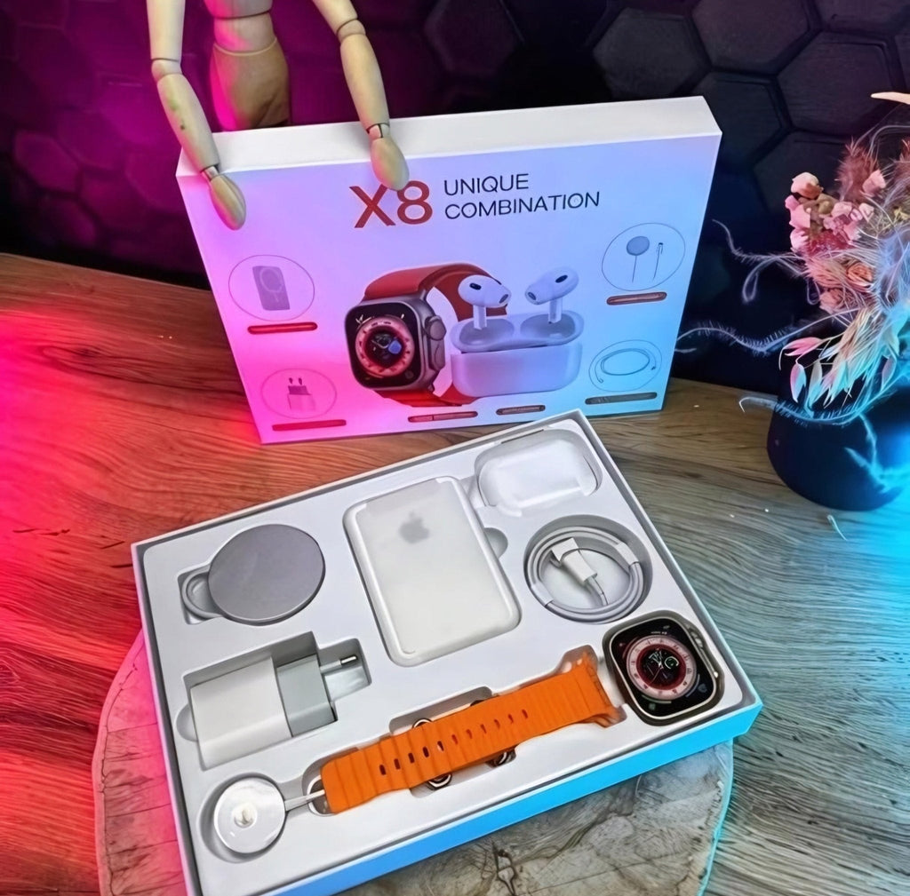 X8 Kombo Set Pametni Sat+Bežične Slušalice + Bežični Punjač