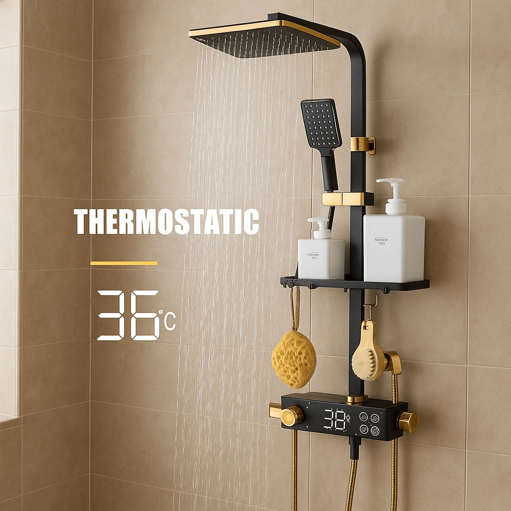 Zlatna Tuš Baterija s Digitalnim Zaslonom