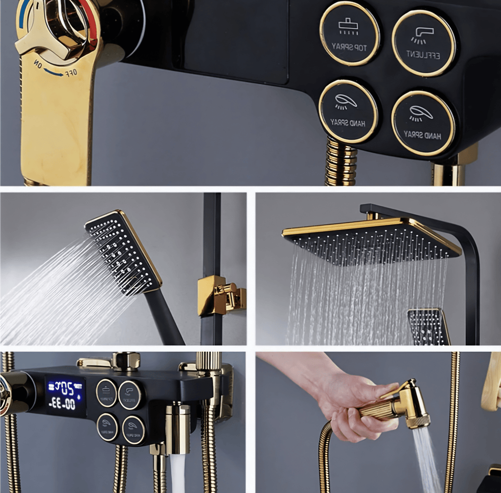 Zlatna Tuš Baterija s Digitalnim Zaslonom