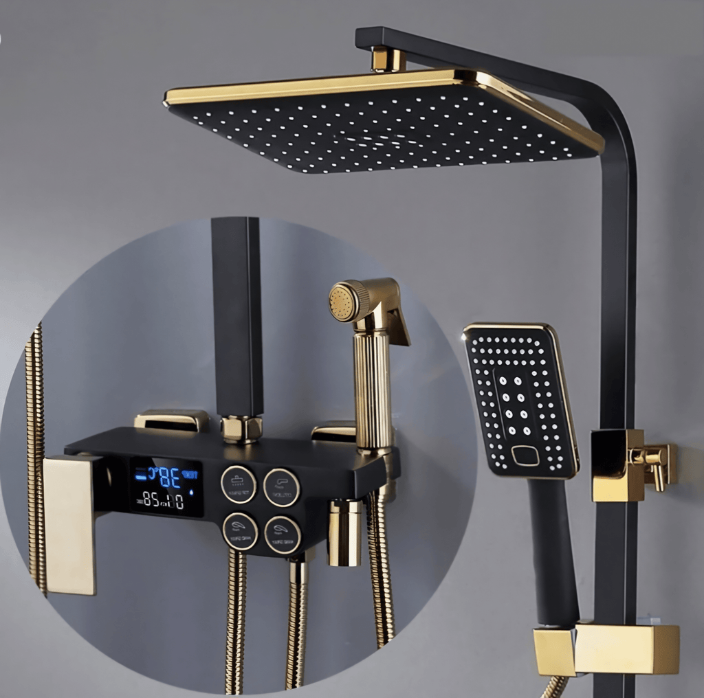 Zlatna Tuš Baterija s Digitalnim Zaslonom